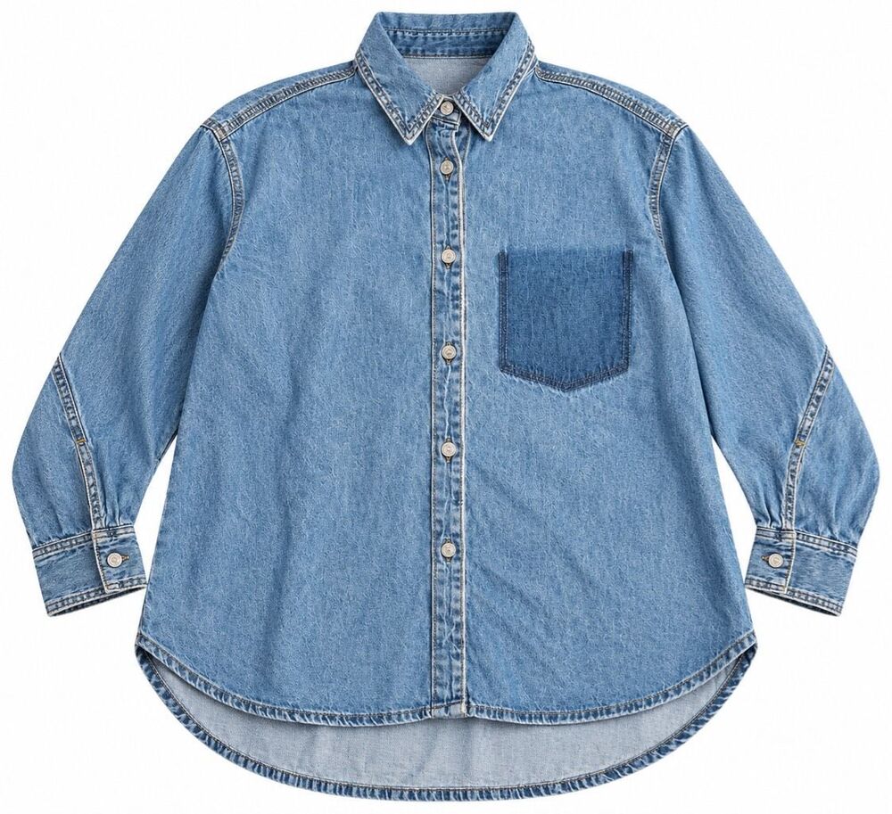 NWT Levi’s Boyfriend Denim Button Up Shirt Light Wash Oversized Size Large New